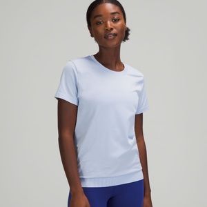 Lululemon Swiftly Breathe Short Sleeve Shirt Blue Linen